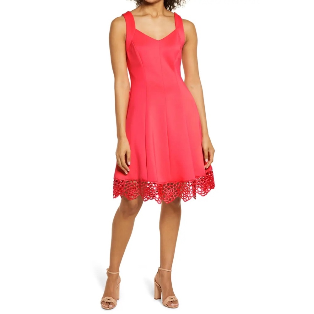 Donna RICCO Lace Trim Sweetheart Fit & Flare Dress